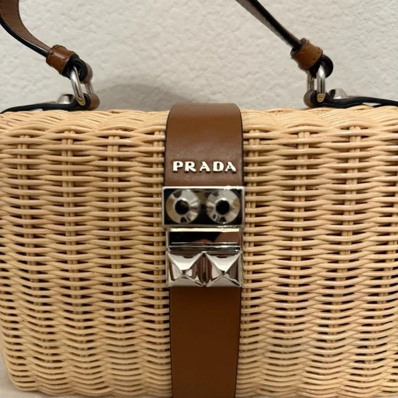 Prada Tan Wicker Handbag Bag - Picture 4 of 13
